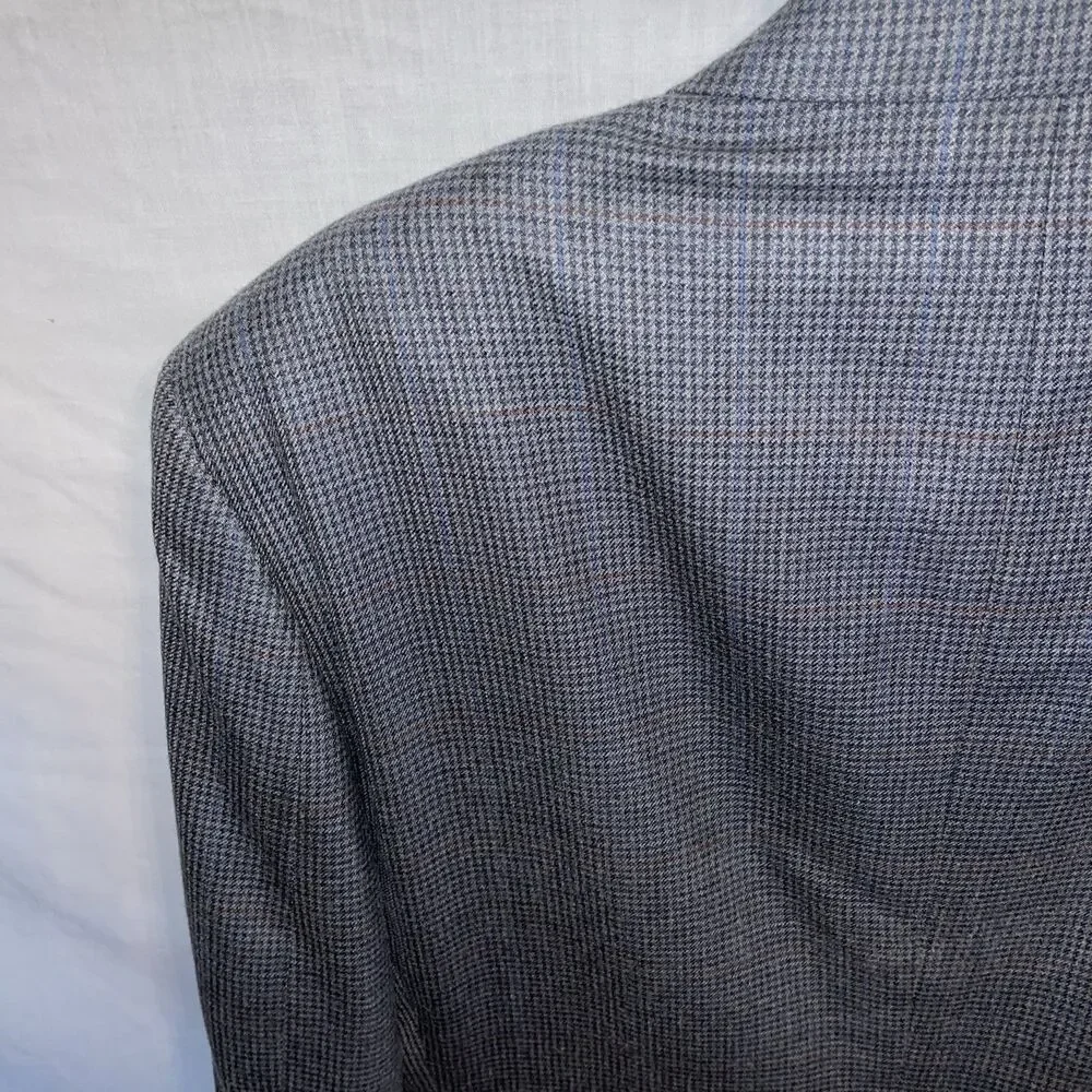 Brooks Brothers 346 Men’s Dress Blazer Size 44L Gray Houndstooth Silk Blend